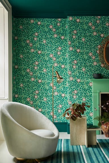 Smaragd bloemenbehang